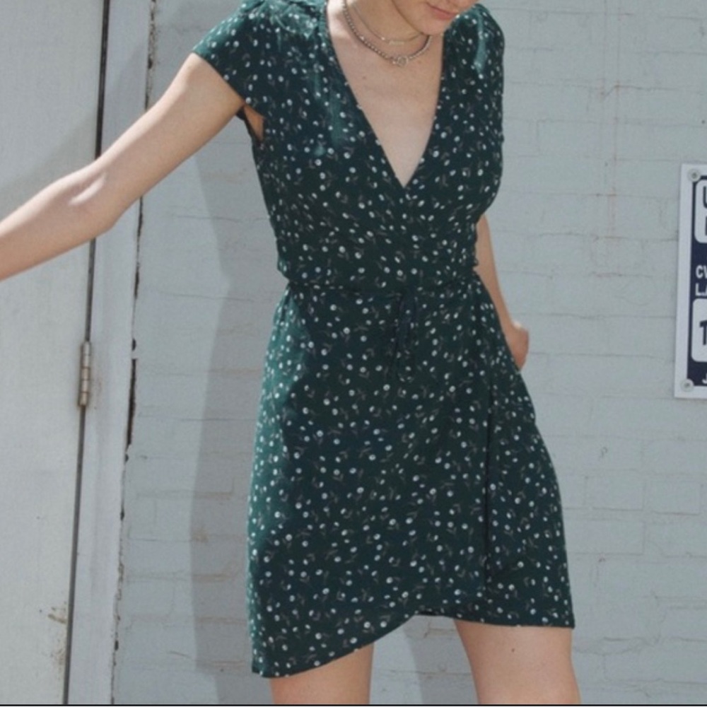 Brandy Melville Green Floral Dress